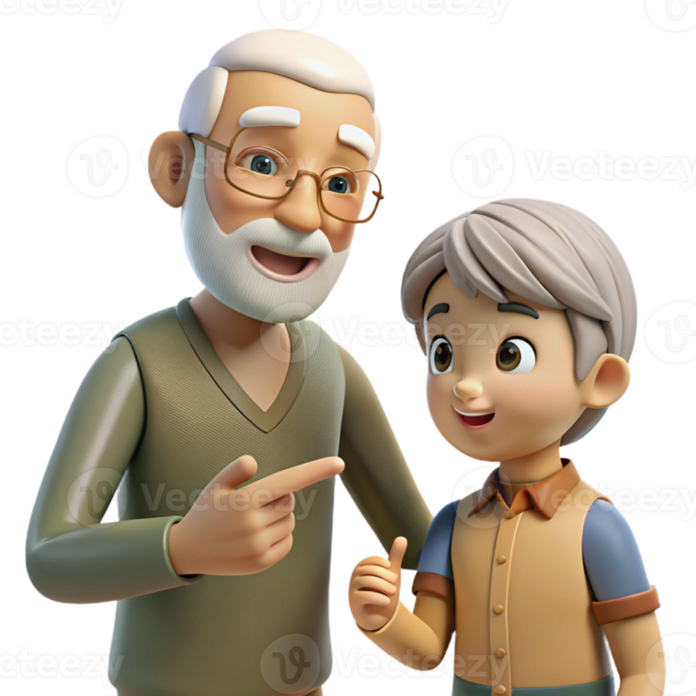 vibrant classic Grandfather Giving Advice to Grandson Transparent authentic png