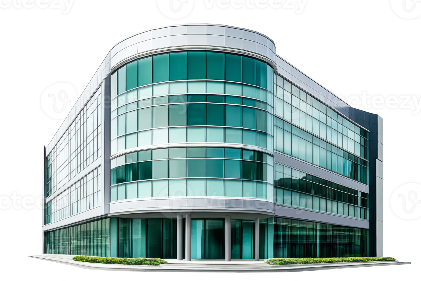 Modern glass office building with sleek design png