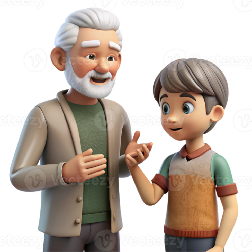 elegant rustic Grandfather Giving Advice to Grandson Transparent original png