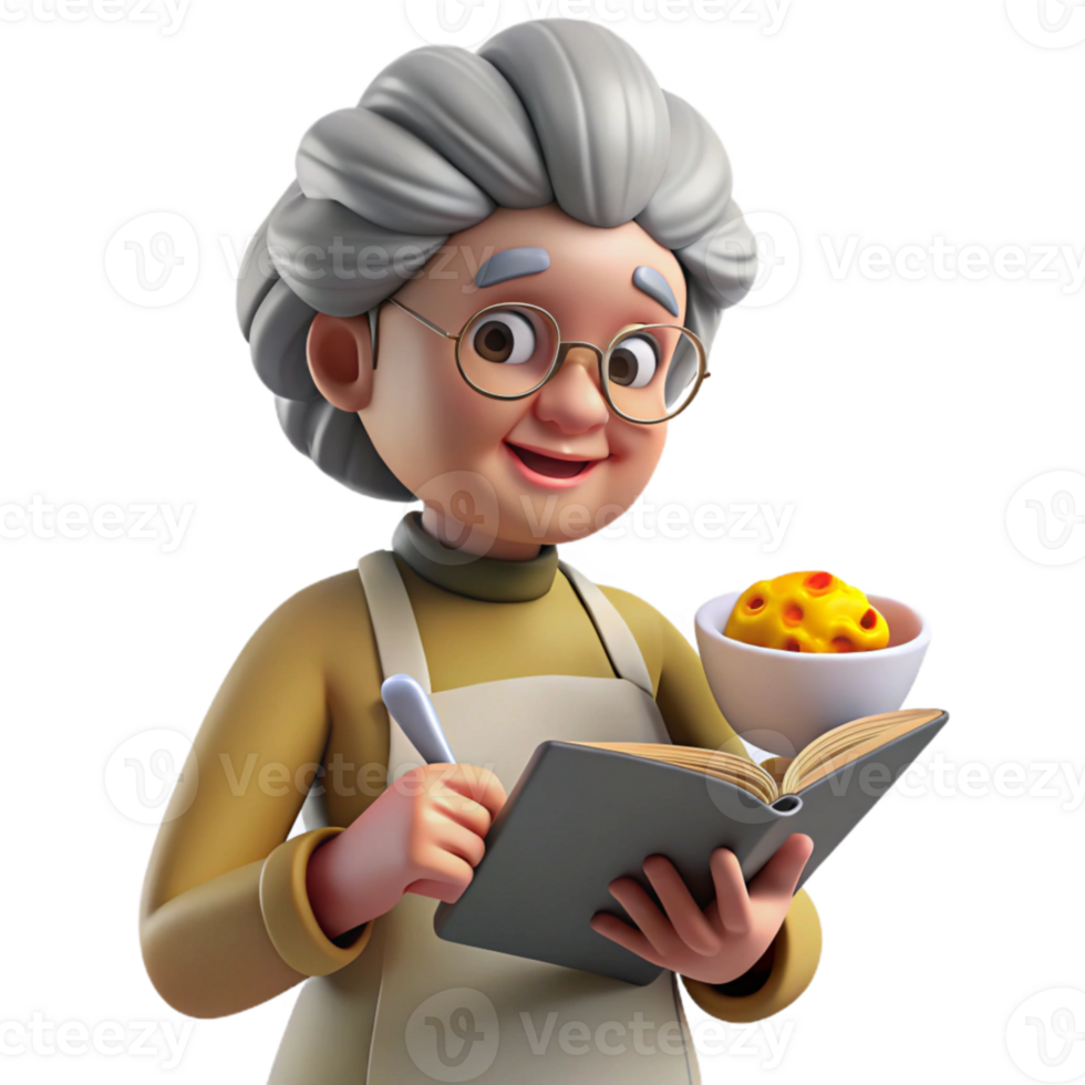 elegant abstract Grandmother Passing Down Recipe Isolated genuine png