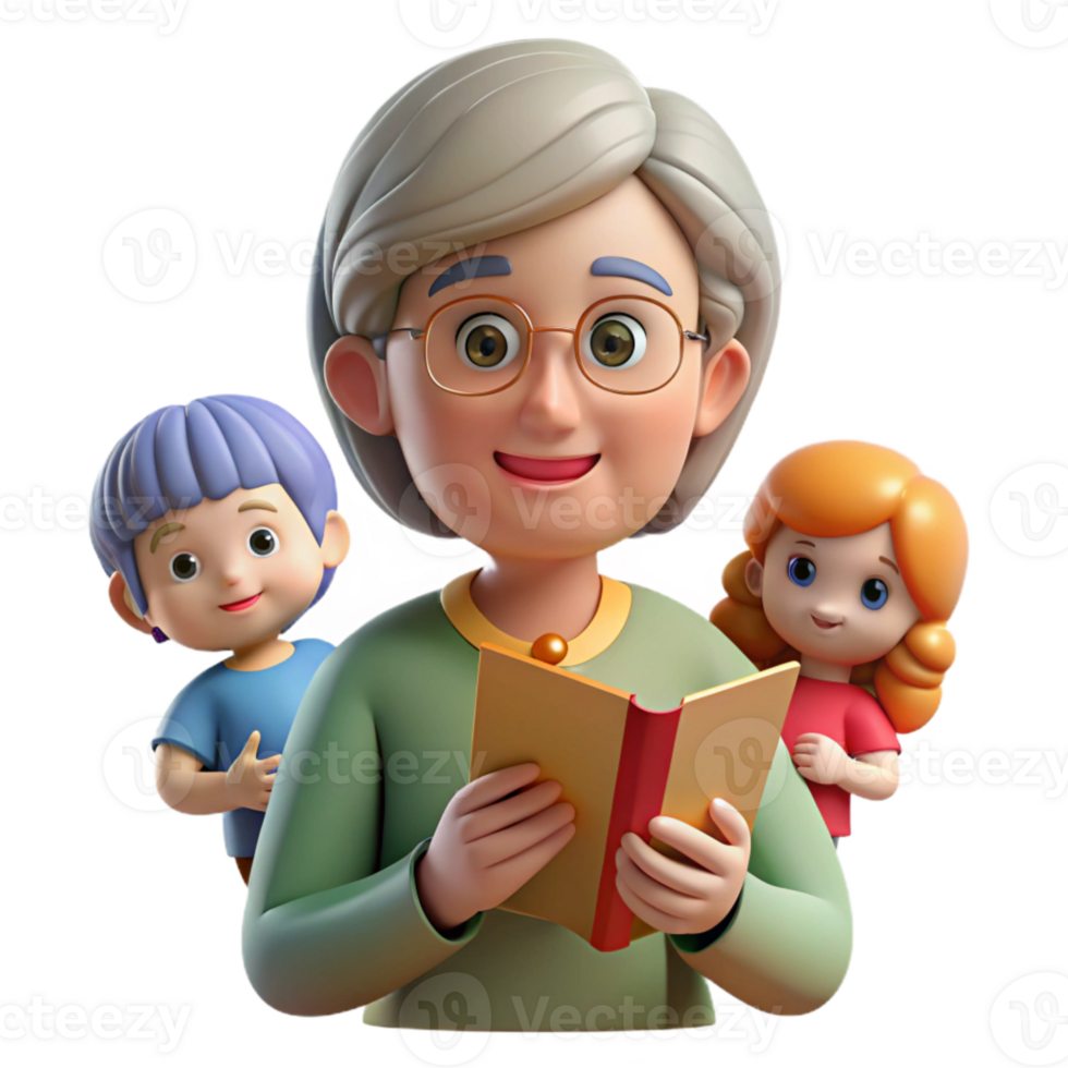 serene classic Grandmother Sharing Memories with Family Transparent Background png