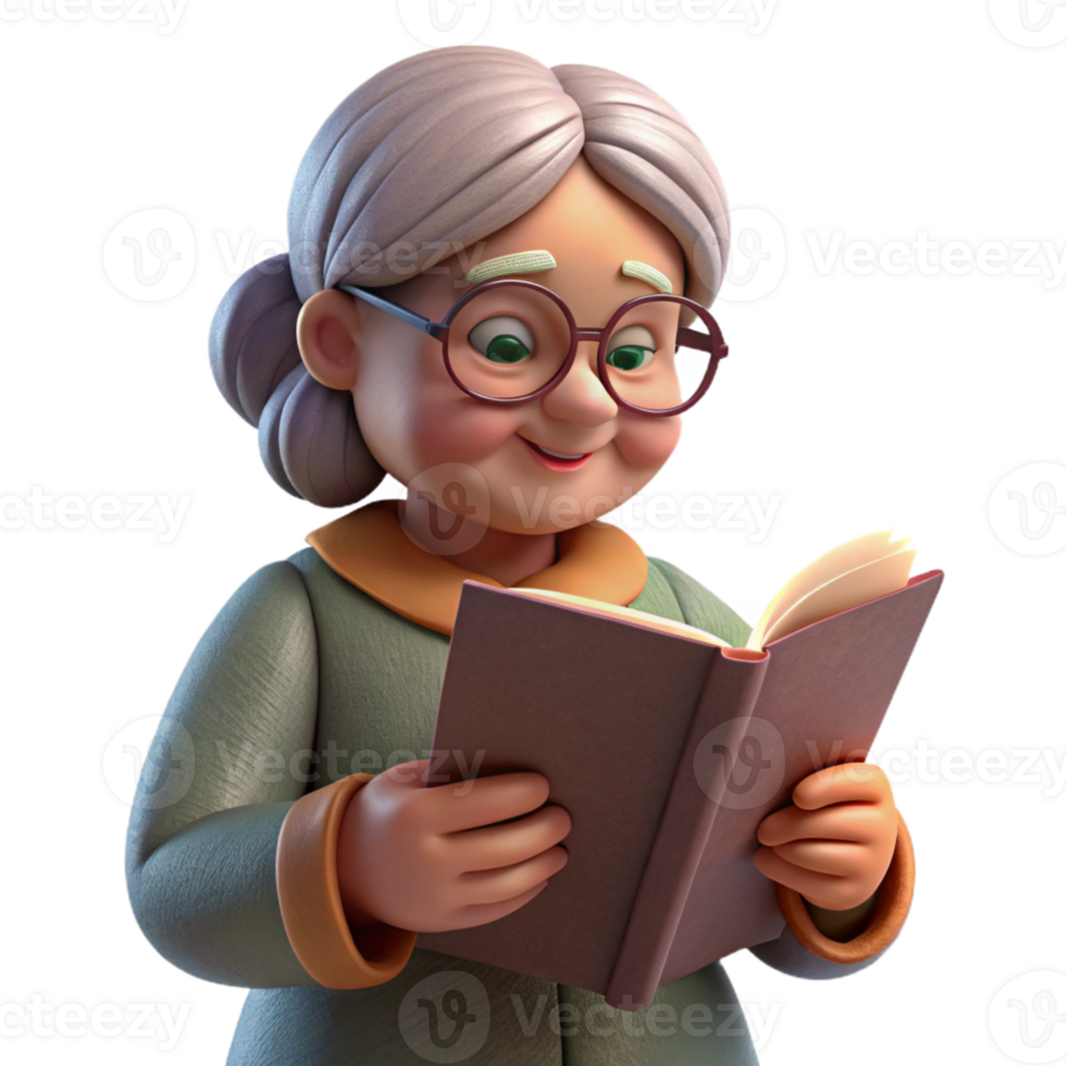 beautiful rustic Grandmother Reading Fairytale Transparent Background exclusive png