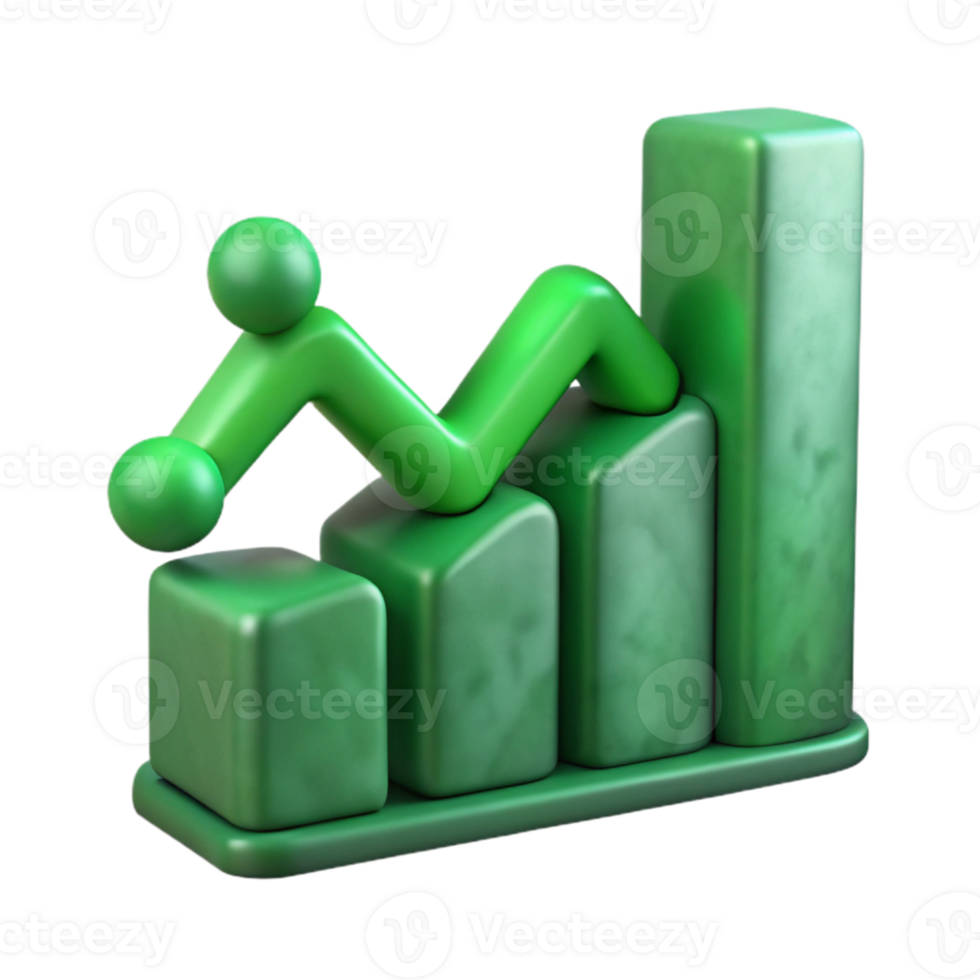 serene classic Graph with Upward Trend Isolated Green professional png