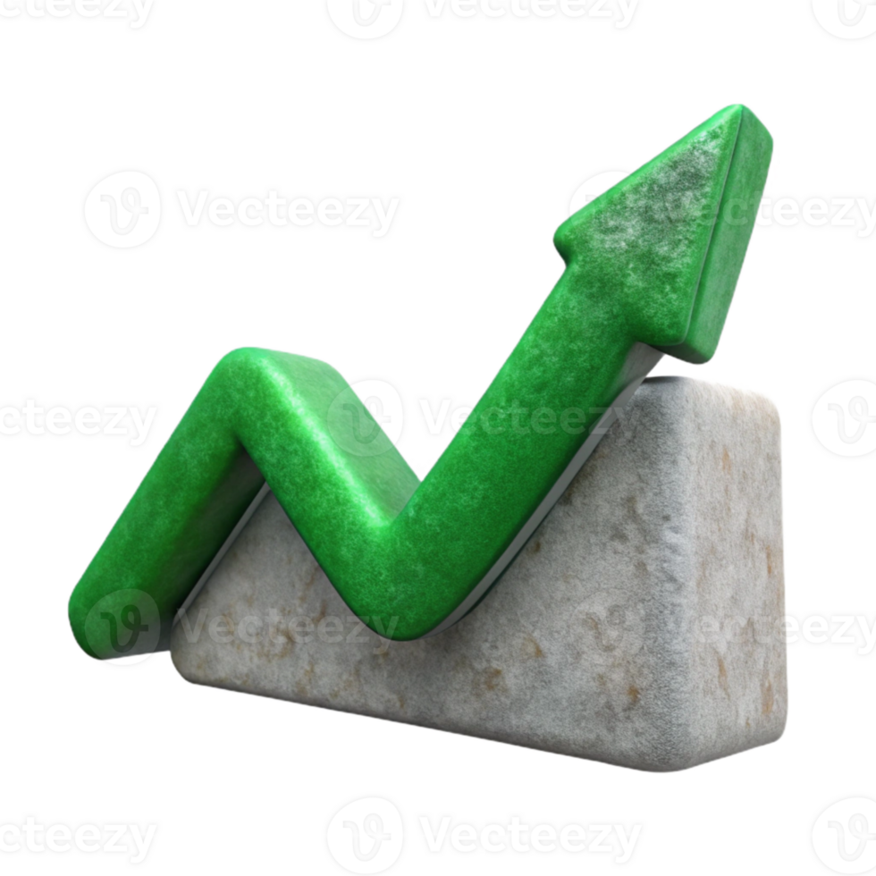 dramatic rustic Graph with Upward Trend Isolated Green high quality png