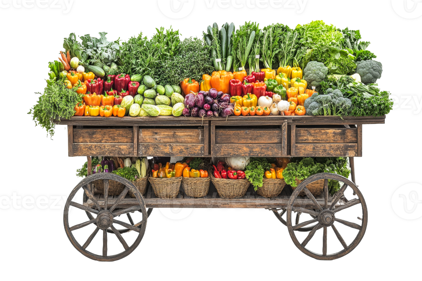 Colorful vegetable cart at local market png