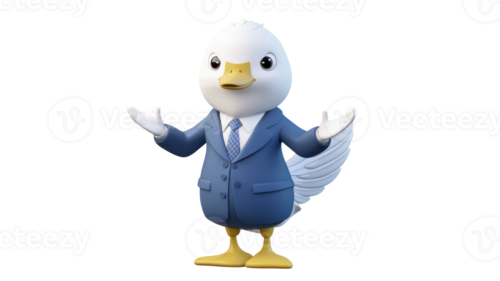 Suit clad duck engaging with crowd png