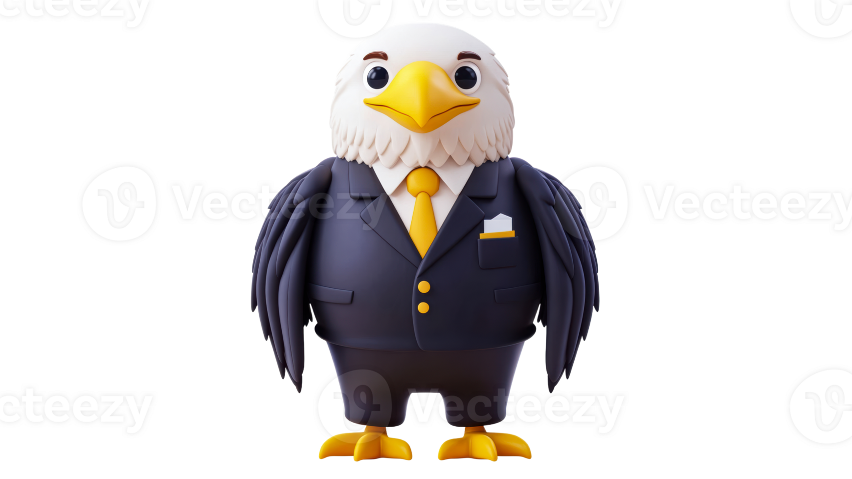 Eagle character in formal suit with confident pose png