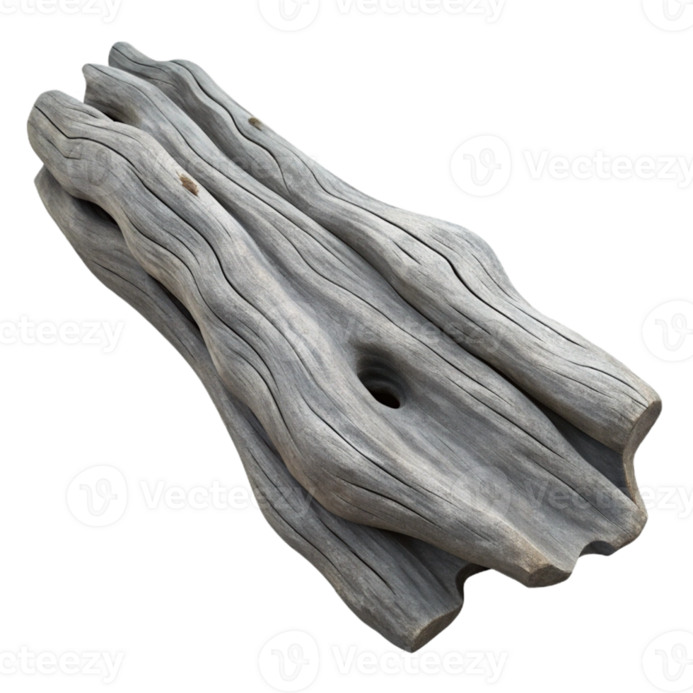 beautiful artistic Gray Driftwood Cutout with Weathered Texture premium png