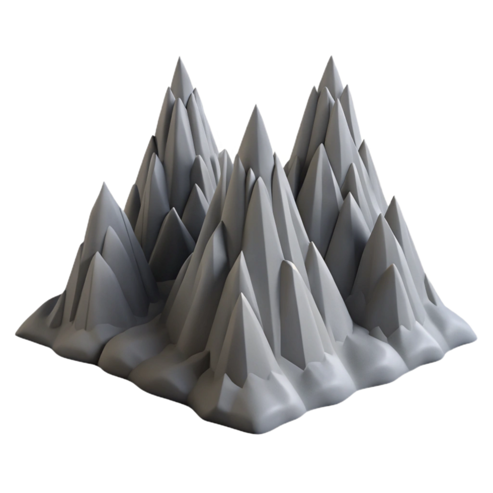beautiful modern Gray Mountain Range Isolated with Jagged Peaks png