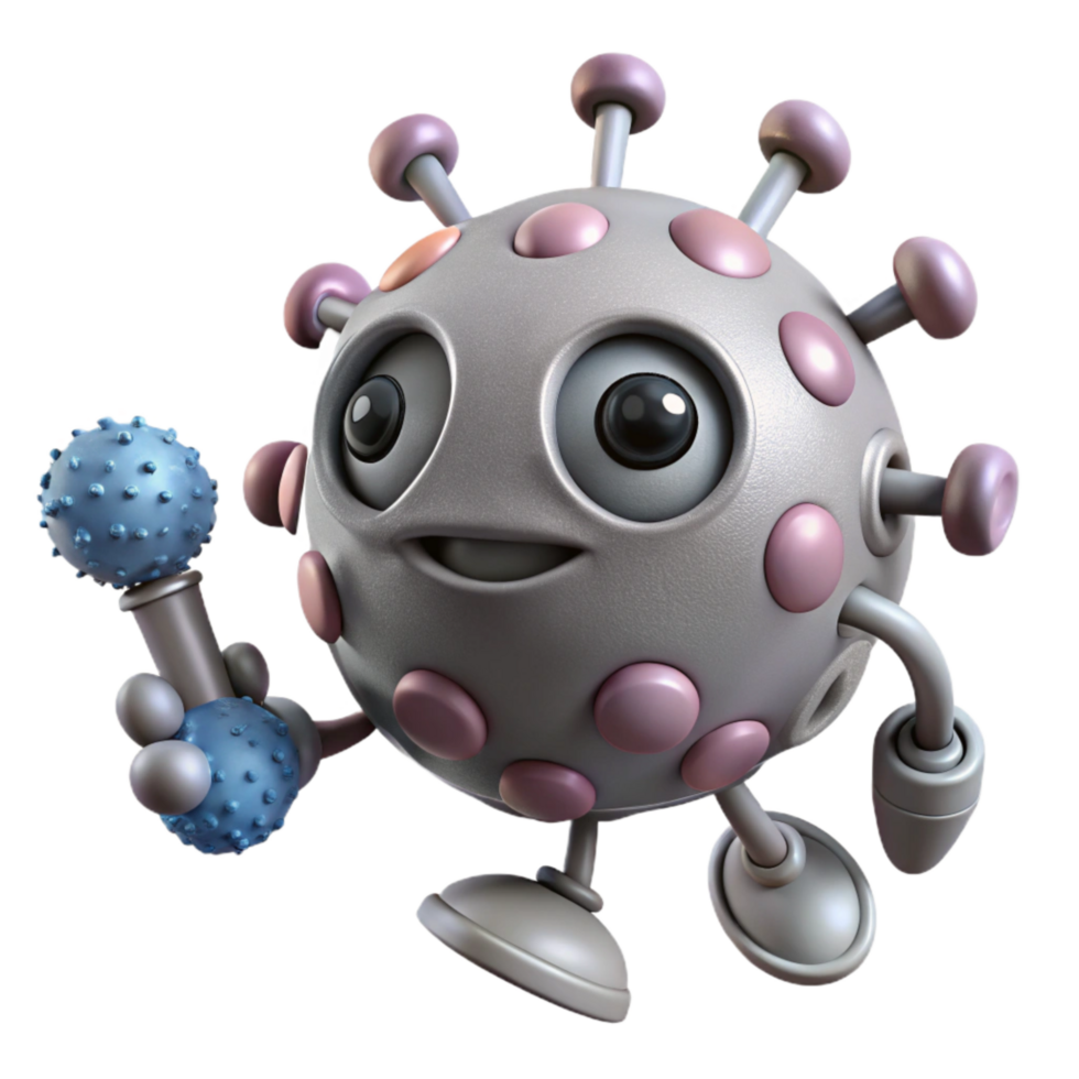 impressive creative Gray Nanobot Repairing Cell Isolated Transparent Background premium png