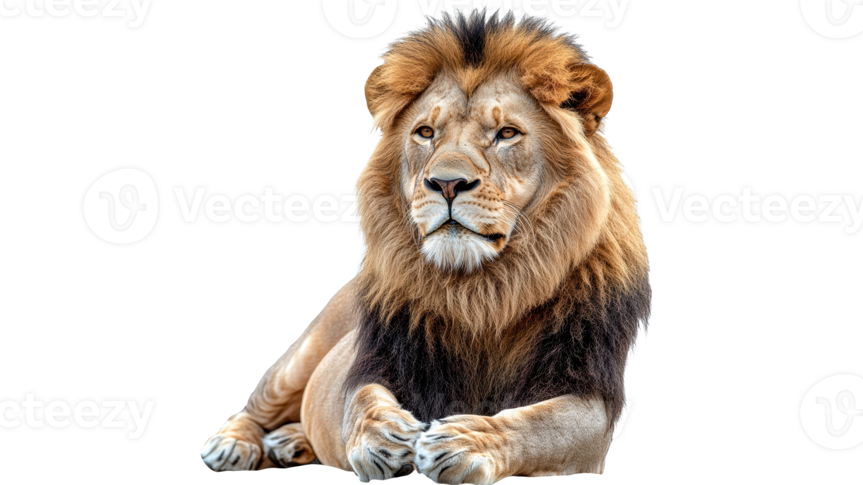 Majestic lion resting in serene environment png