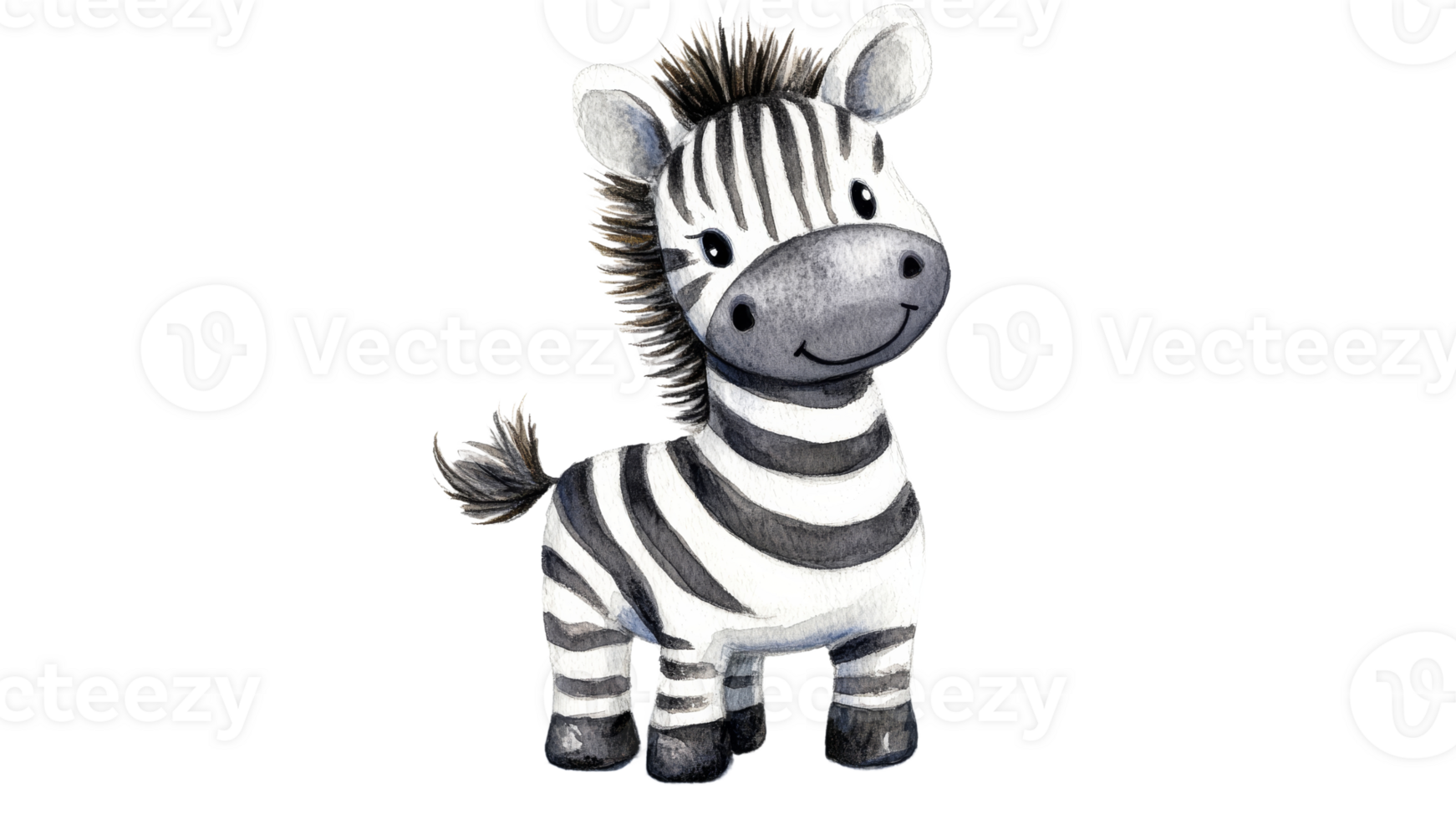 Cute cartoon zebra with big round eyes and smile png