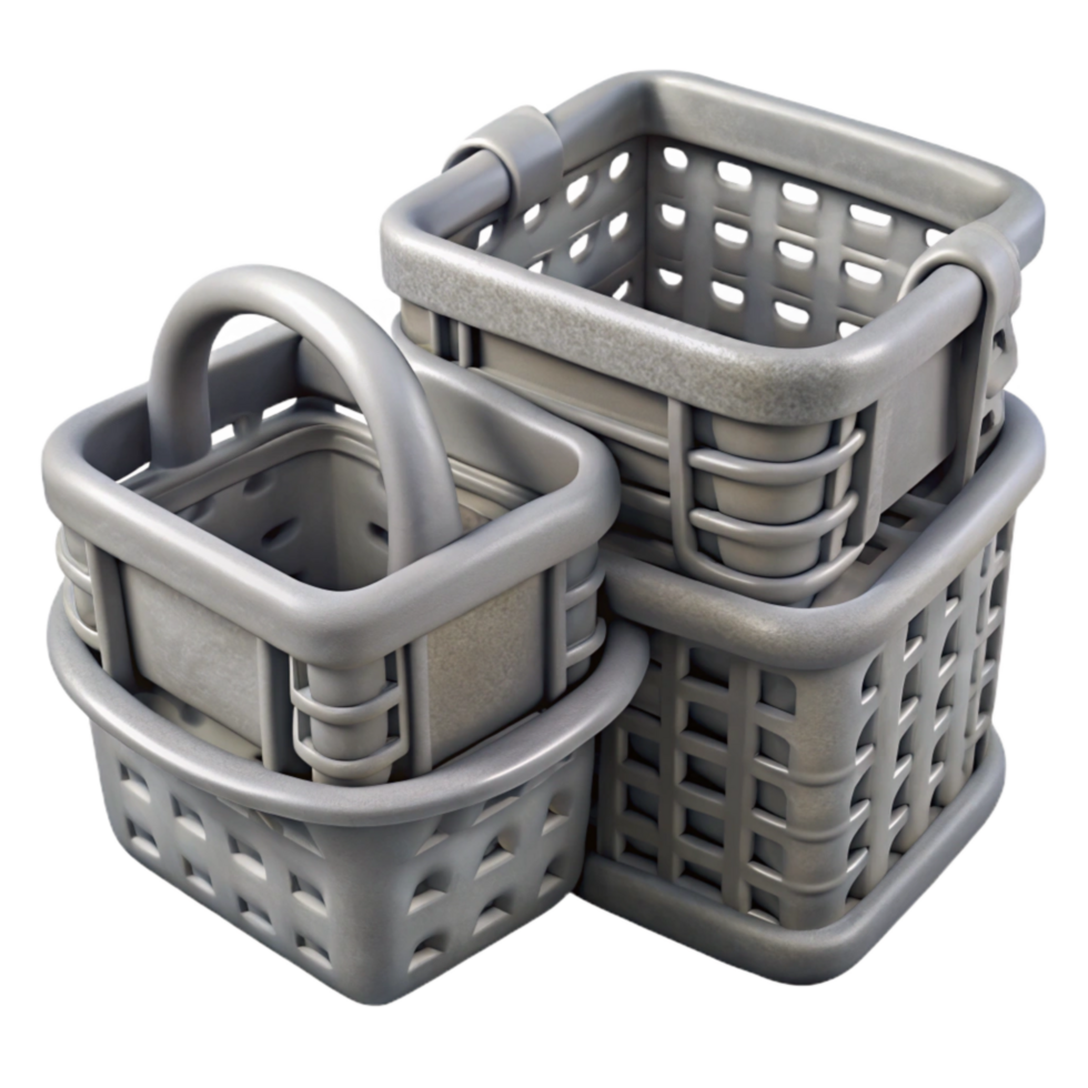 dramatic classic Gray Storage Baskets Top View Isolated authentic png