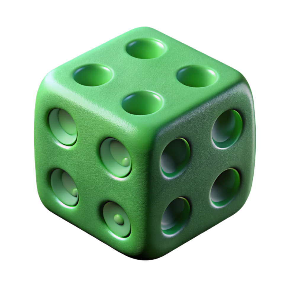 wonderful classic Green 3d Printed Dice Cutout Element png