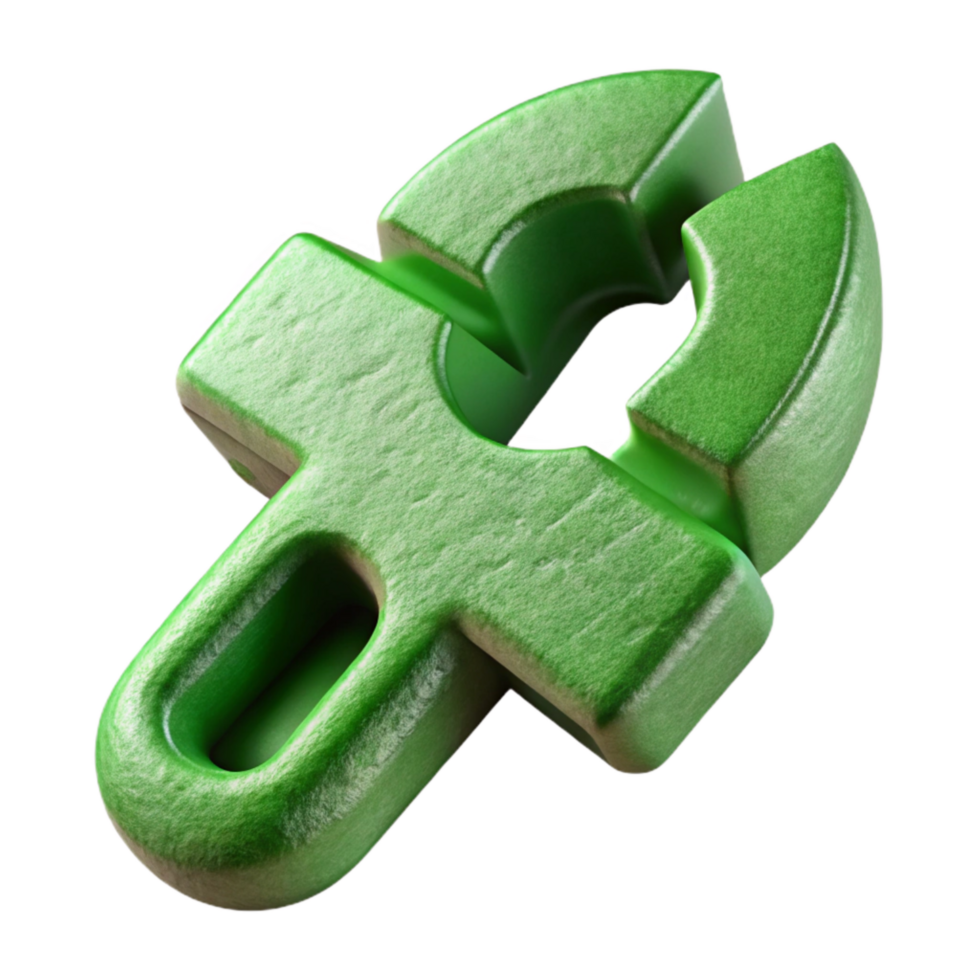 vibrant minimalist Green 3d Printed Tool Cutout Element exclusive png