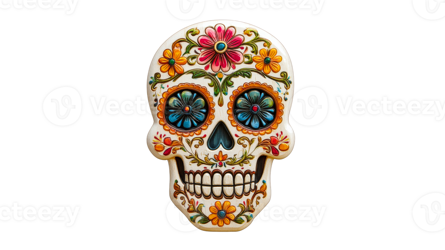 Colorful sugar skull decorated for celebration png