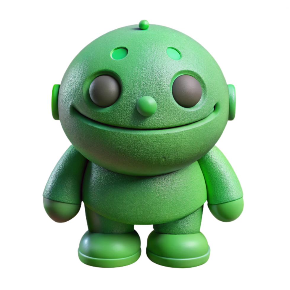 magnificent contemporary Green 3d Printed Toy Front View Isolated authentic png