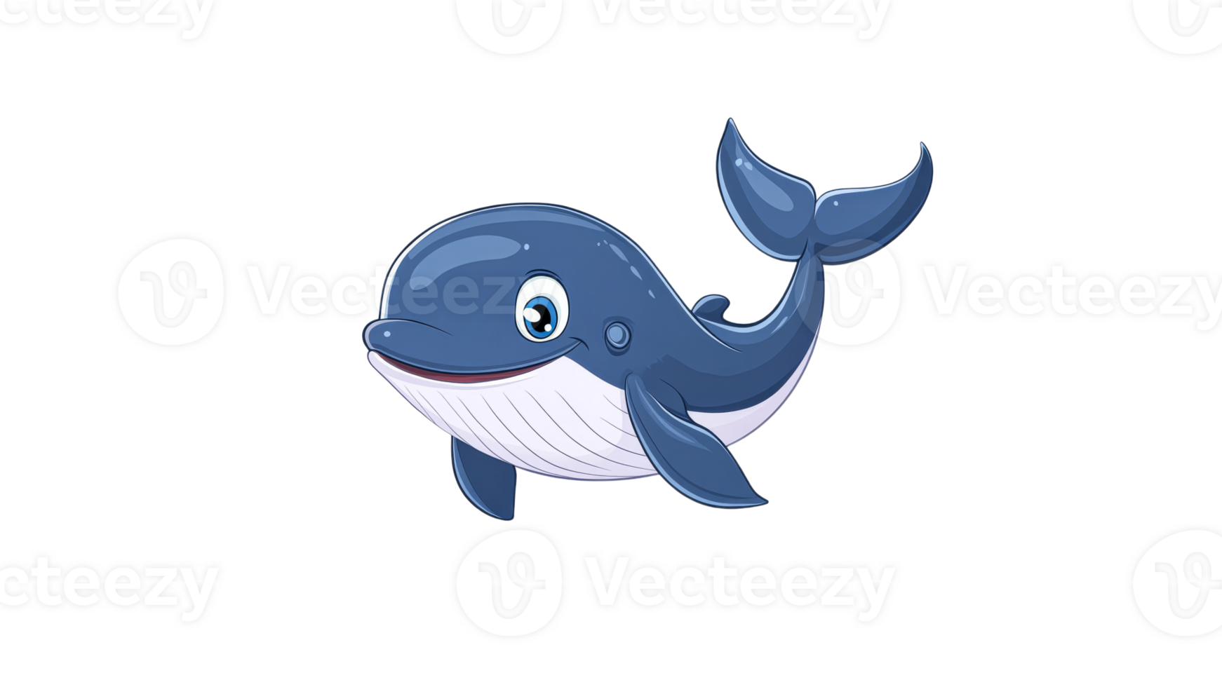 Cartoon whale swimming in clear water png