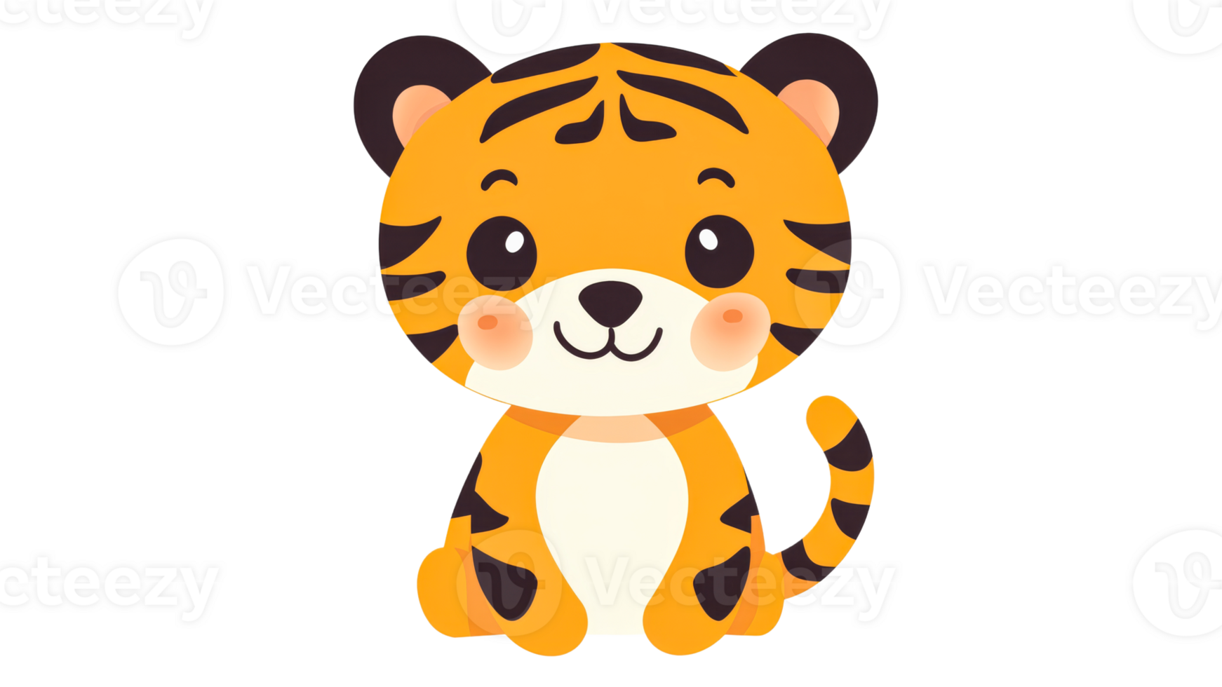 Cute cartoon tiger character in playful pose png