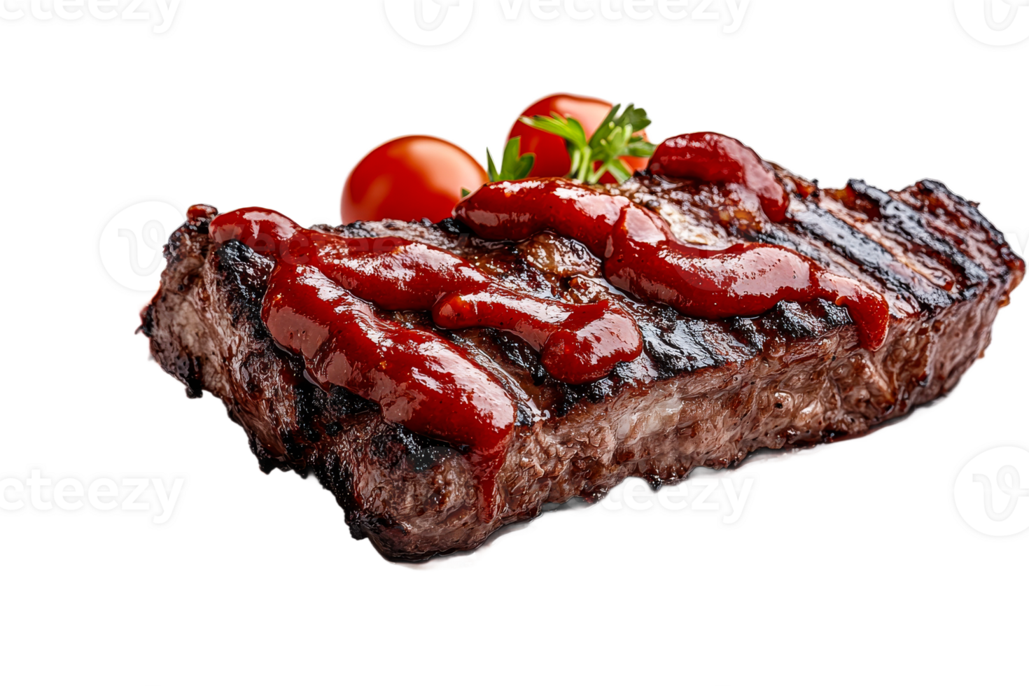 Steak with sauce and fresh tomatoes png
