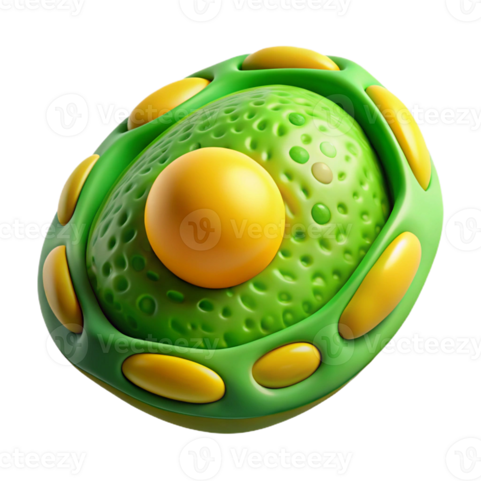 elegant abstract Green and Yellow Plant Cell Cutout Transparent Background authentic png