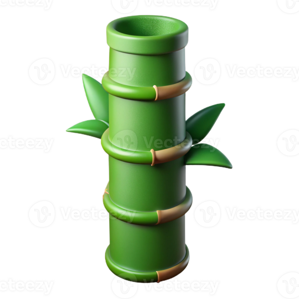 elegant traditional Green Bamboo Stalk Cutout Isolated with Segmented Shape professional png