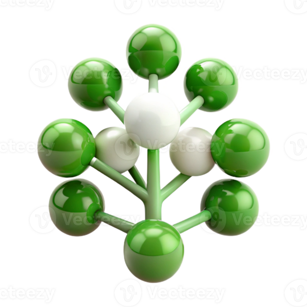 impressive abstract Green Binary Tree Structure Isolated Element premium png