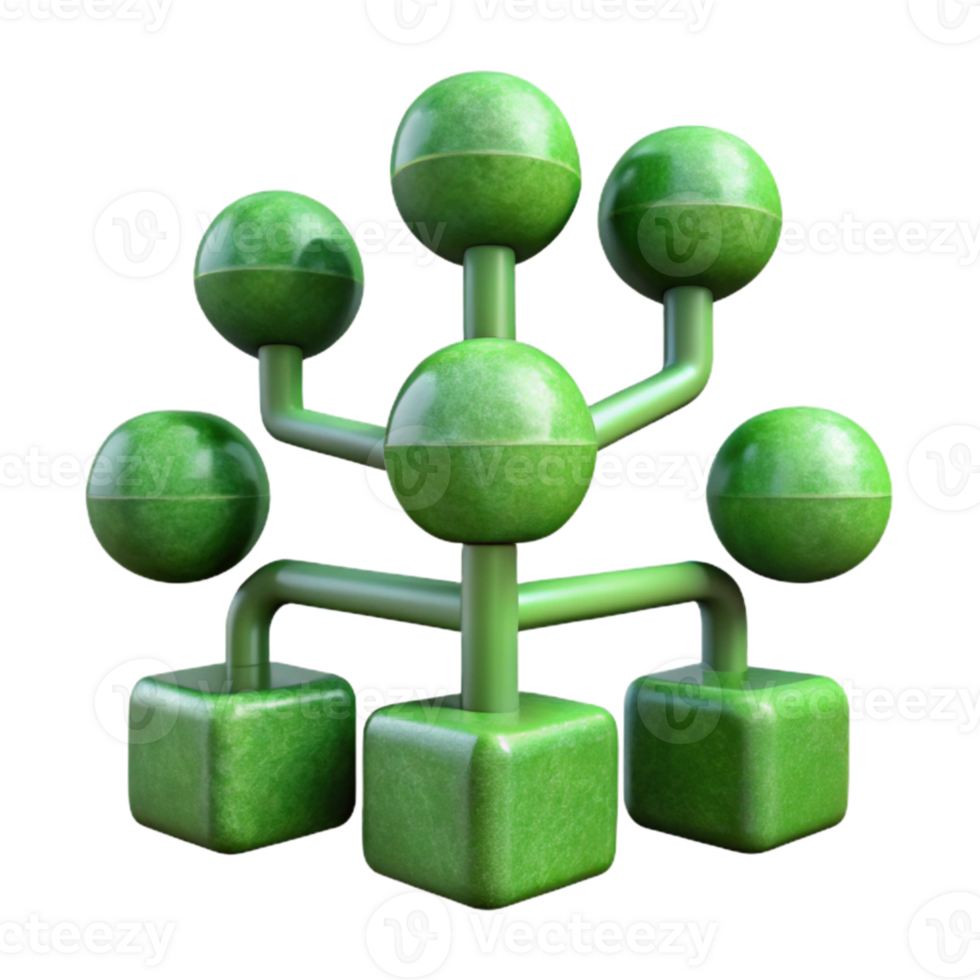 beautiful modern Green Binary Tree Structure Isolated Element png