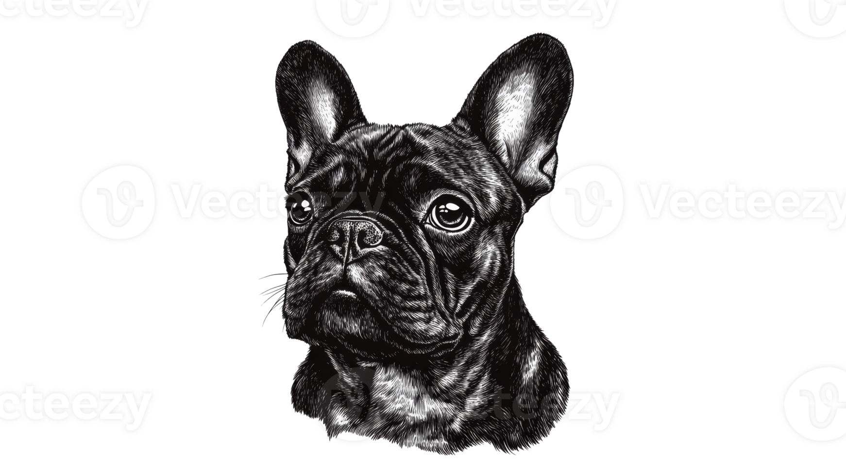 French bulldog portrait with detailed expression png