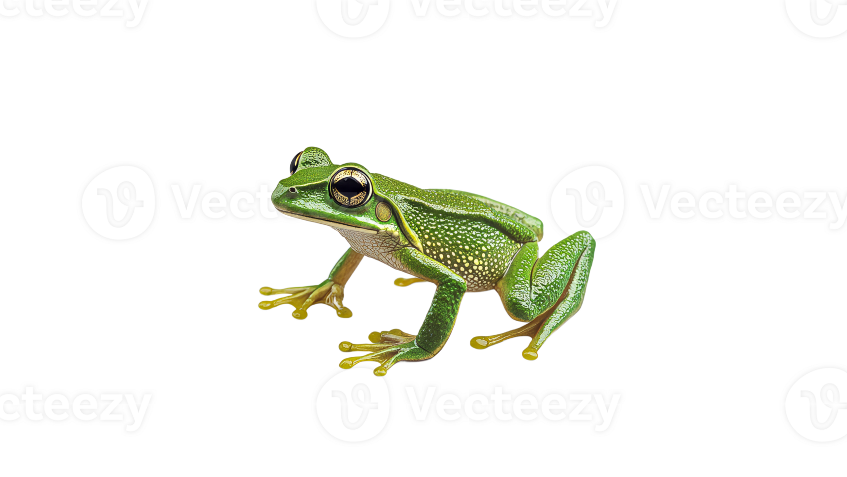Green frog resting on a flat surface indoors png