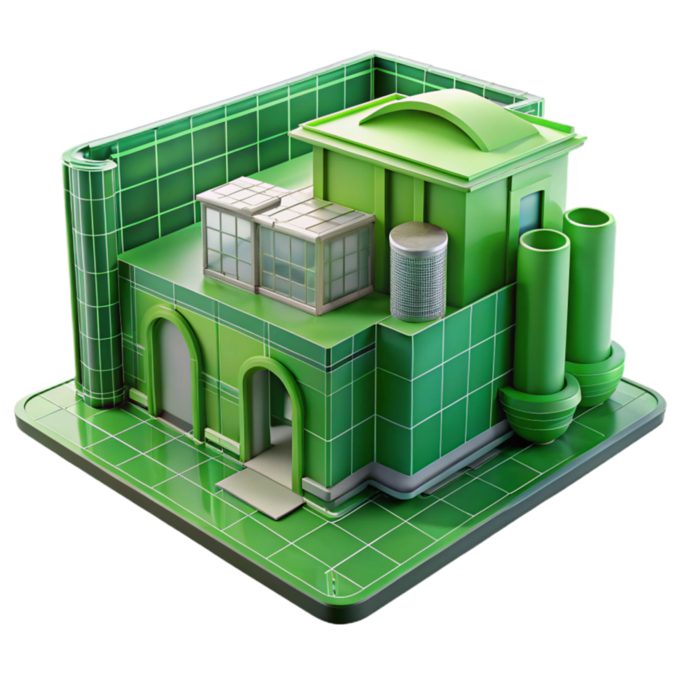 magnificent artistic Green Building Design Blueprint Transparent Background authentic png