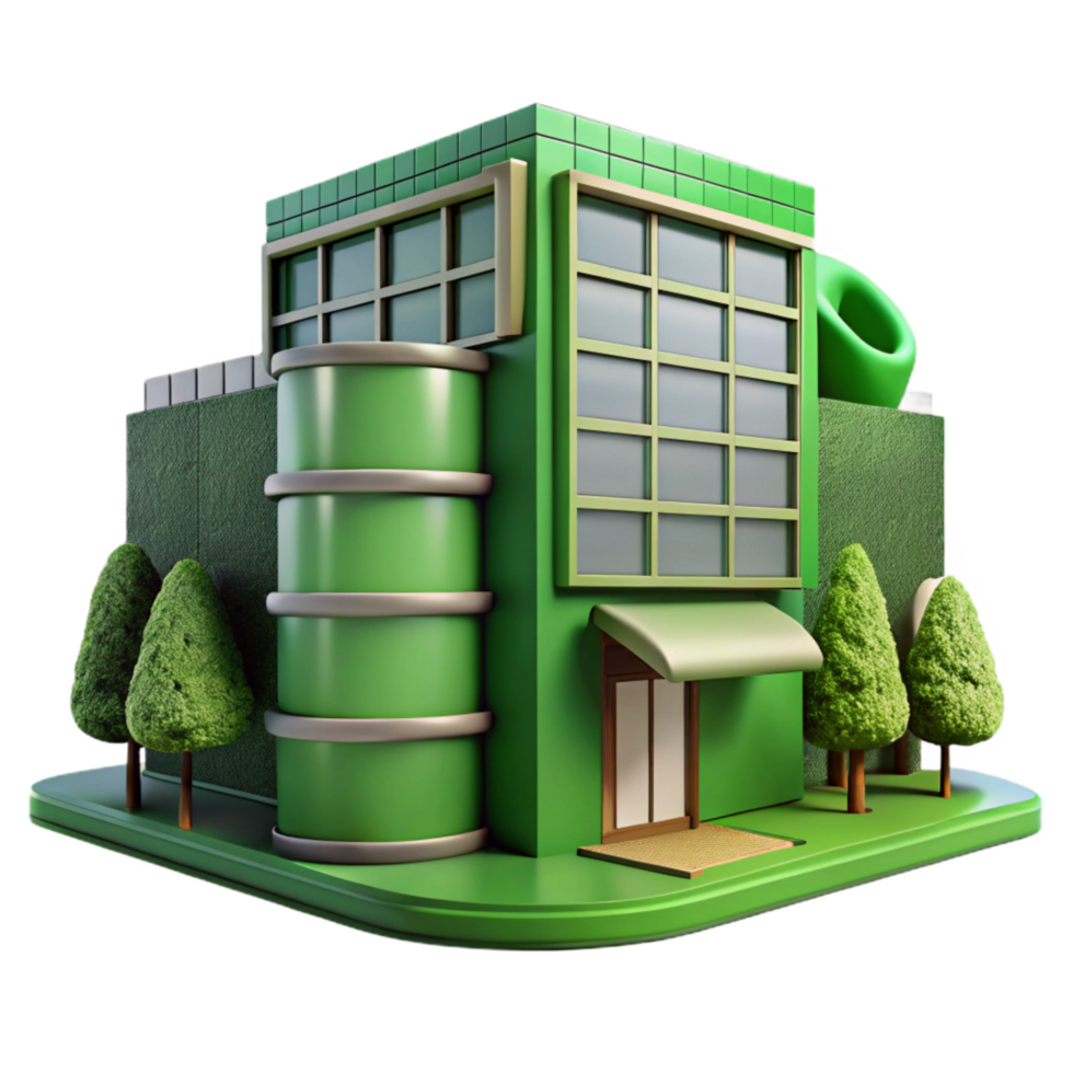 serene contemporary Green Building Design for Sustainable Urban Development Cutout Transparent Background high quality png
