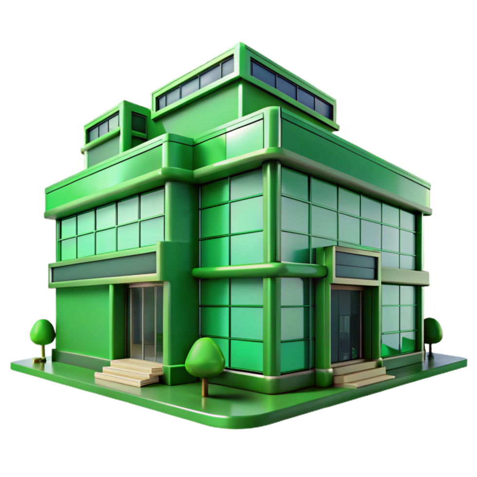 wonderful vintage Green Building Design Transparent Background with Modern Style premium png