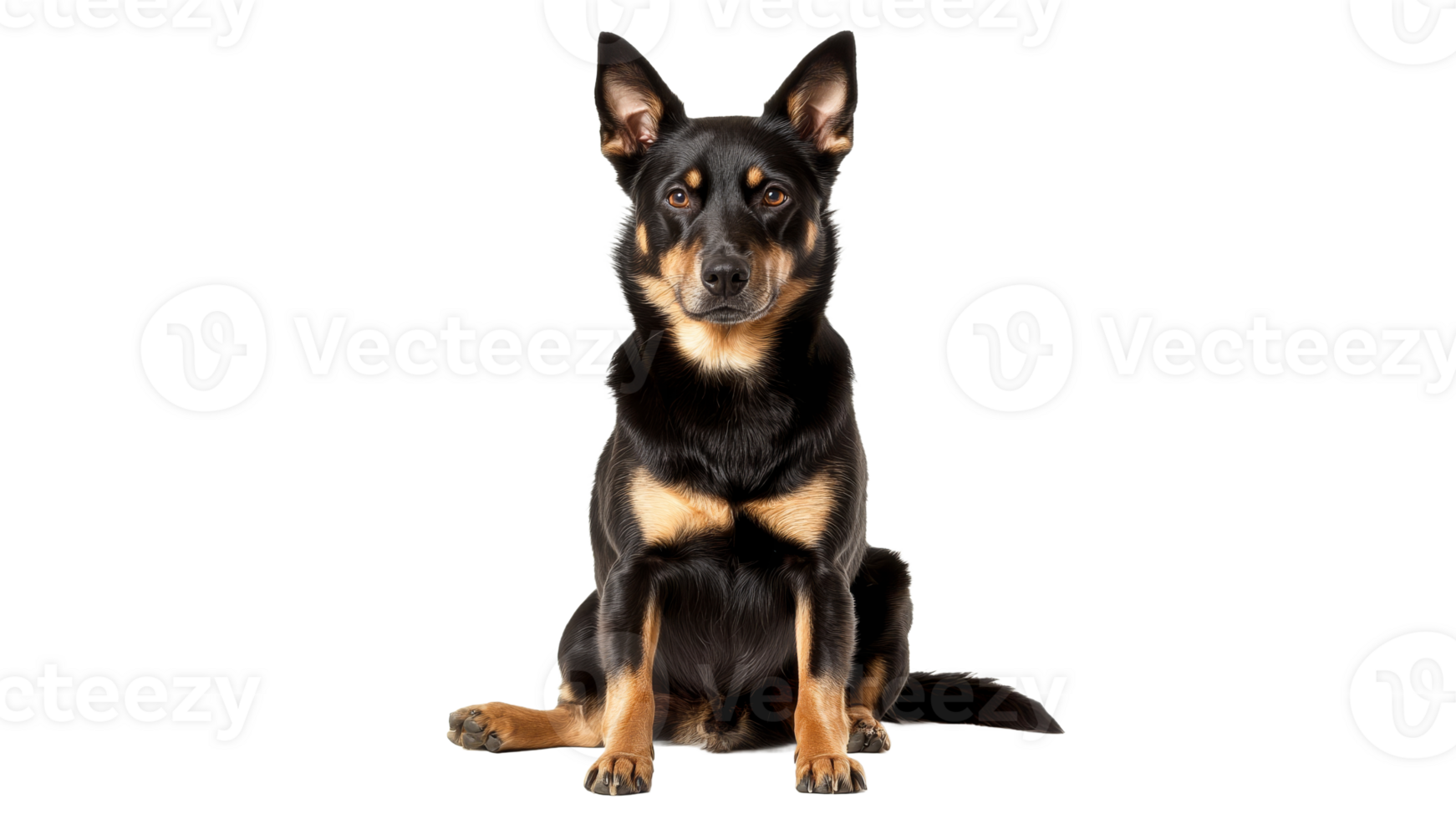 Black and tan dog sitting calmly indoors png