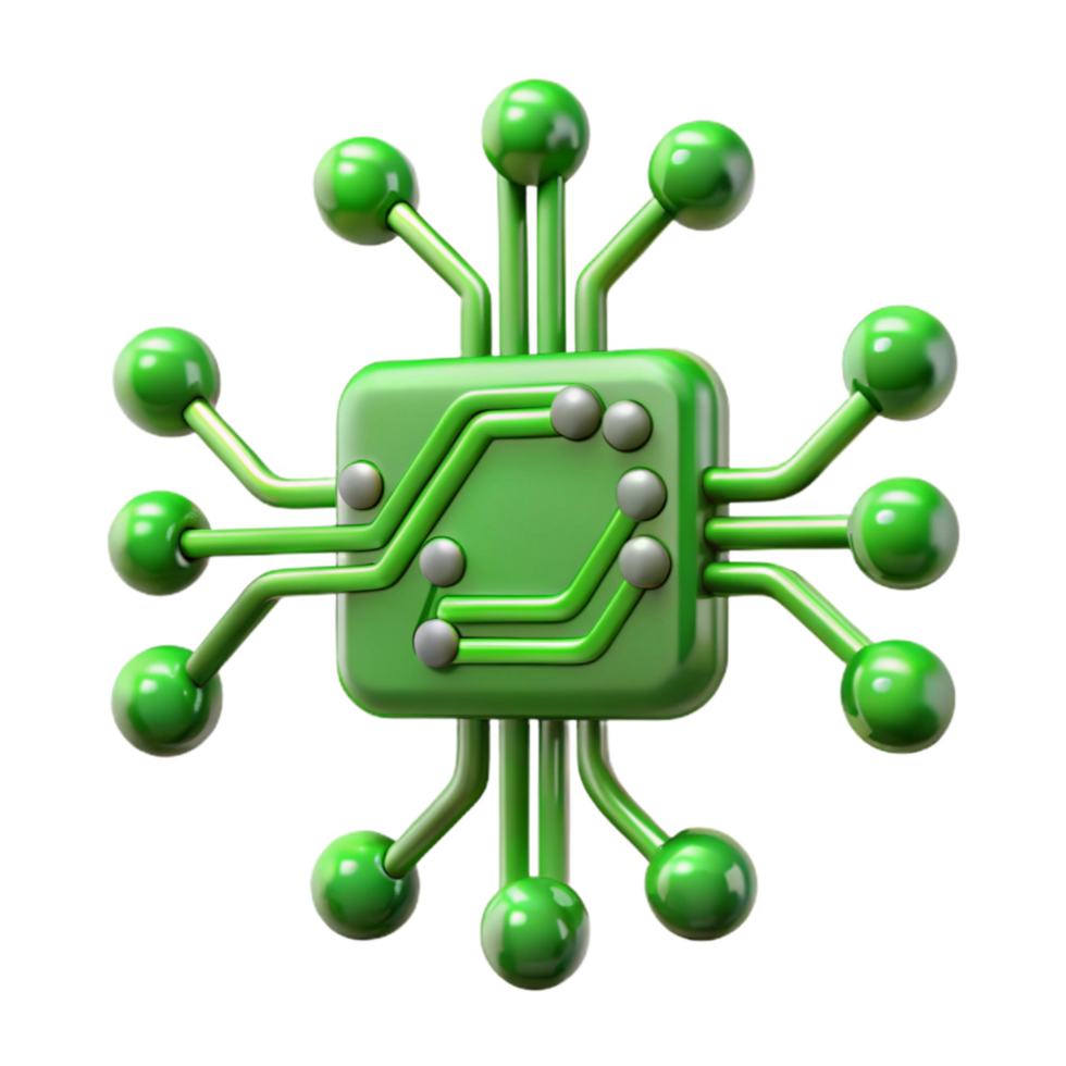 wonderful artistic Green Circuit Lines with Transparent Background Isolated professional png