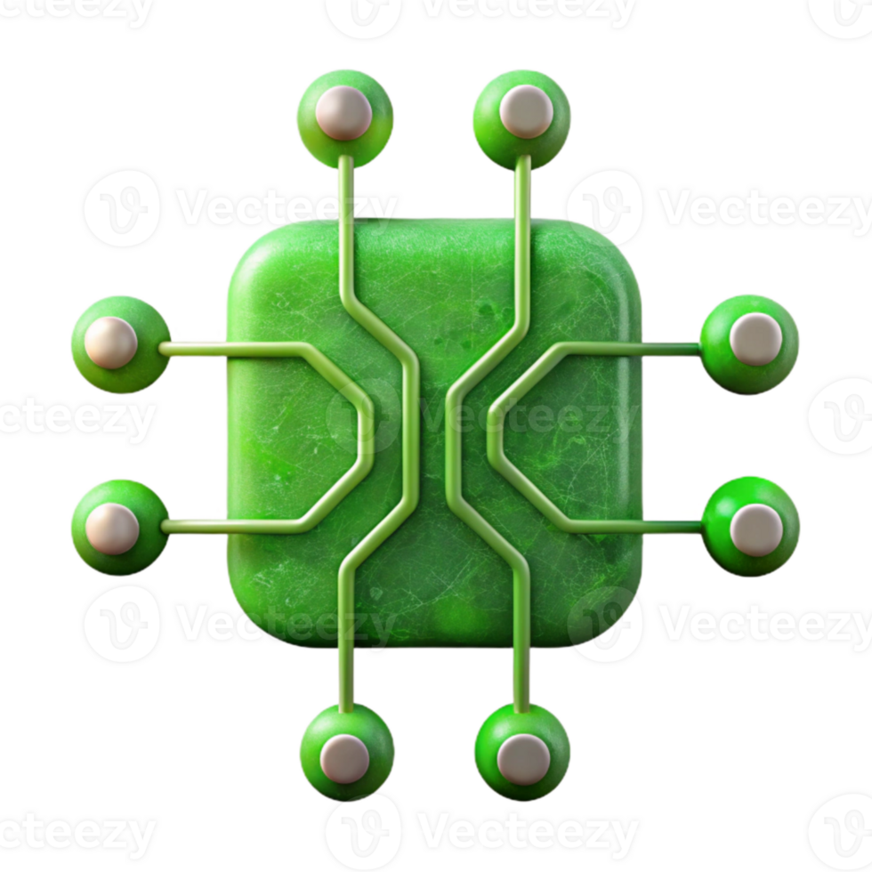 vibrant minimalist Green Circuit Lines with Transparent Background Isolated exclusive png