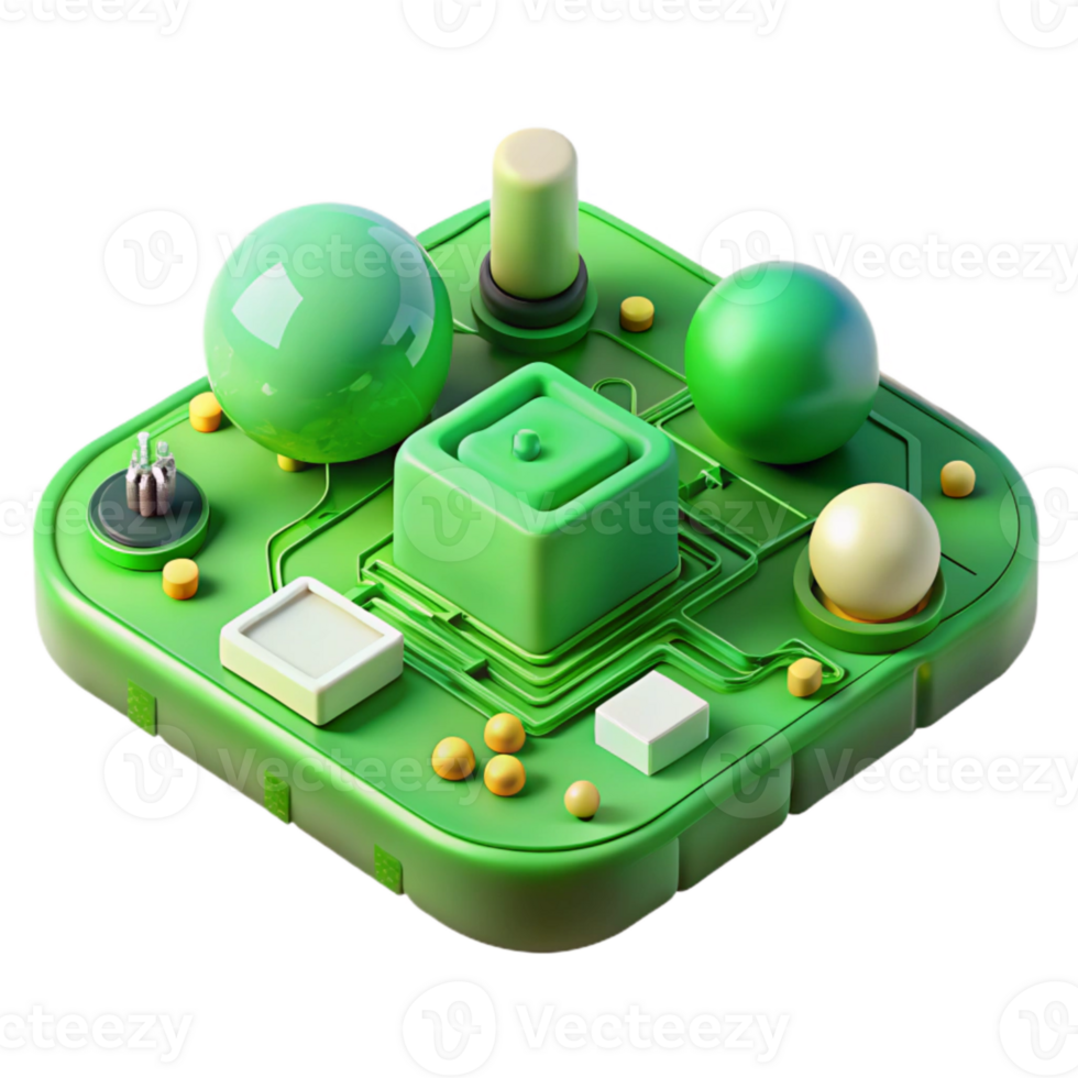 extraordinary modern Green Circuitry Mindscape with Soft Lighting original png