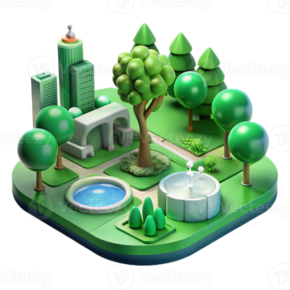 wonderful modern Green City Park with Ai Monitoring System Transparent detailed png