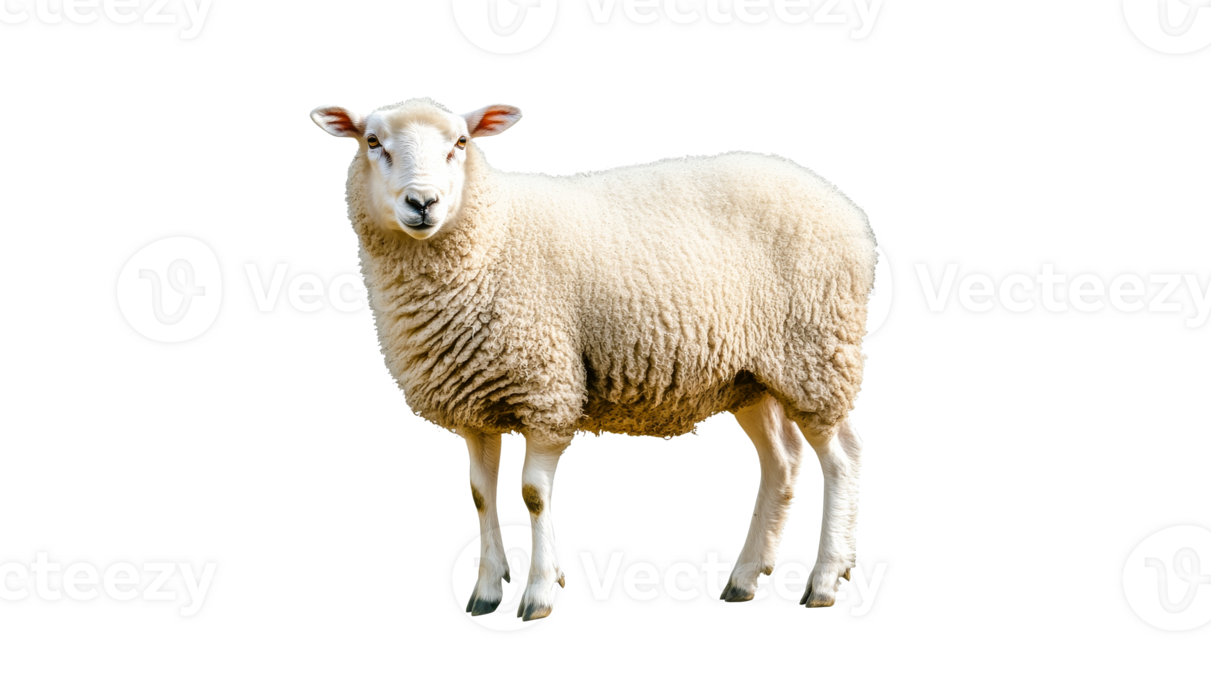 Sheep standing on a transparent background in daylight png