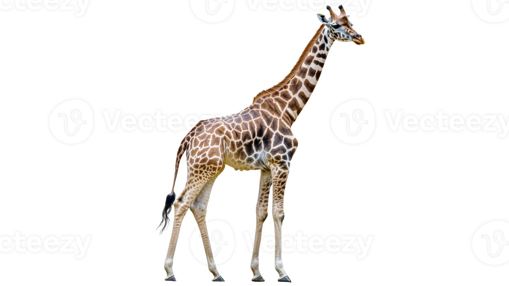 Giraffe walking gracefully in a natural setting transparent png
