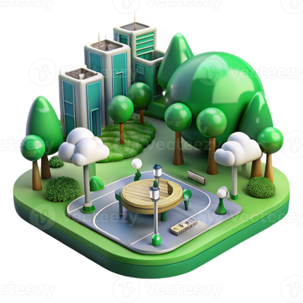 vibrant contemporary Green City Park with Ai Monitoring System Transparent original png