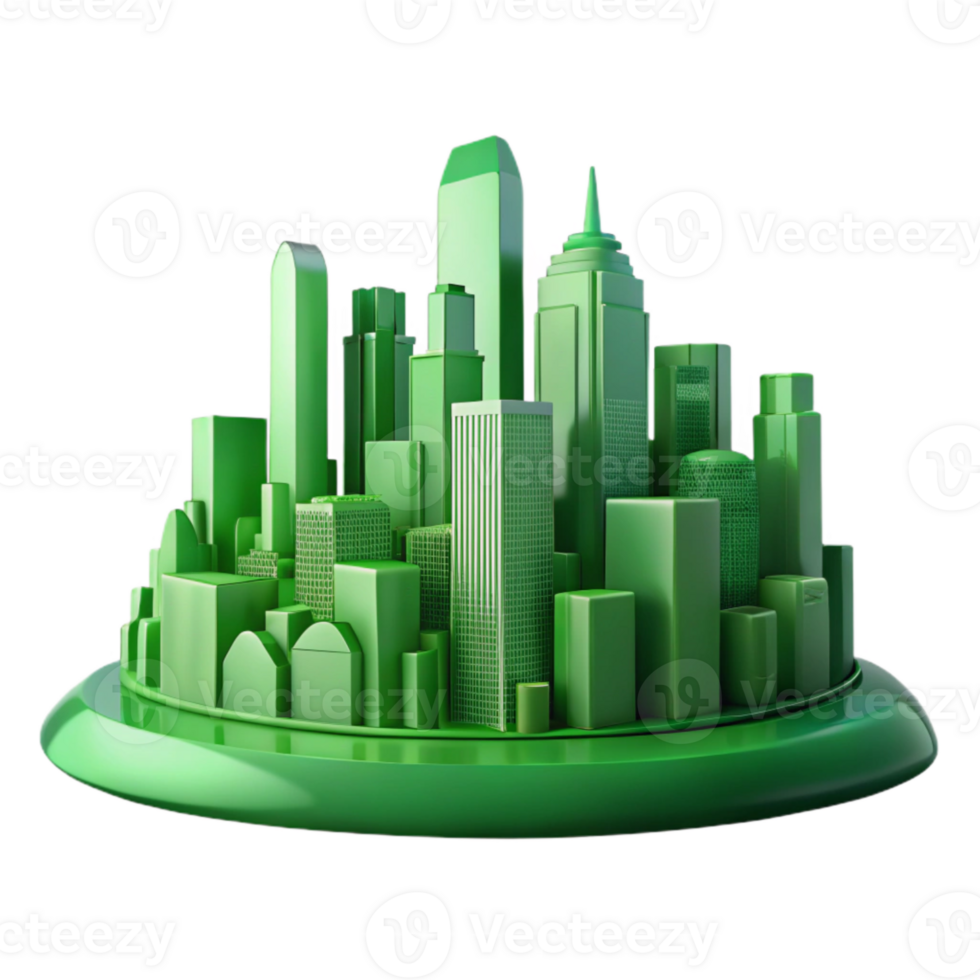 wonderful rustic Green Cityscape Skyline Silhouette Transparent Background original png