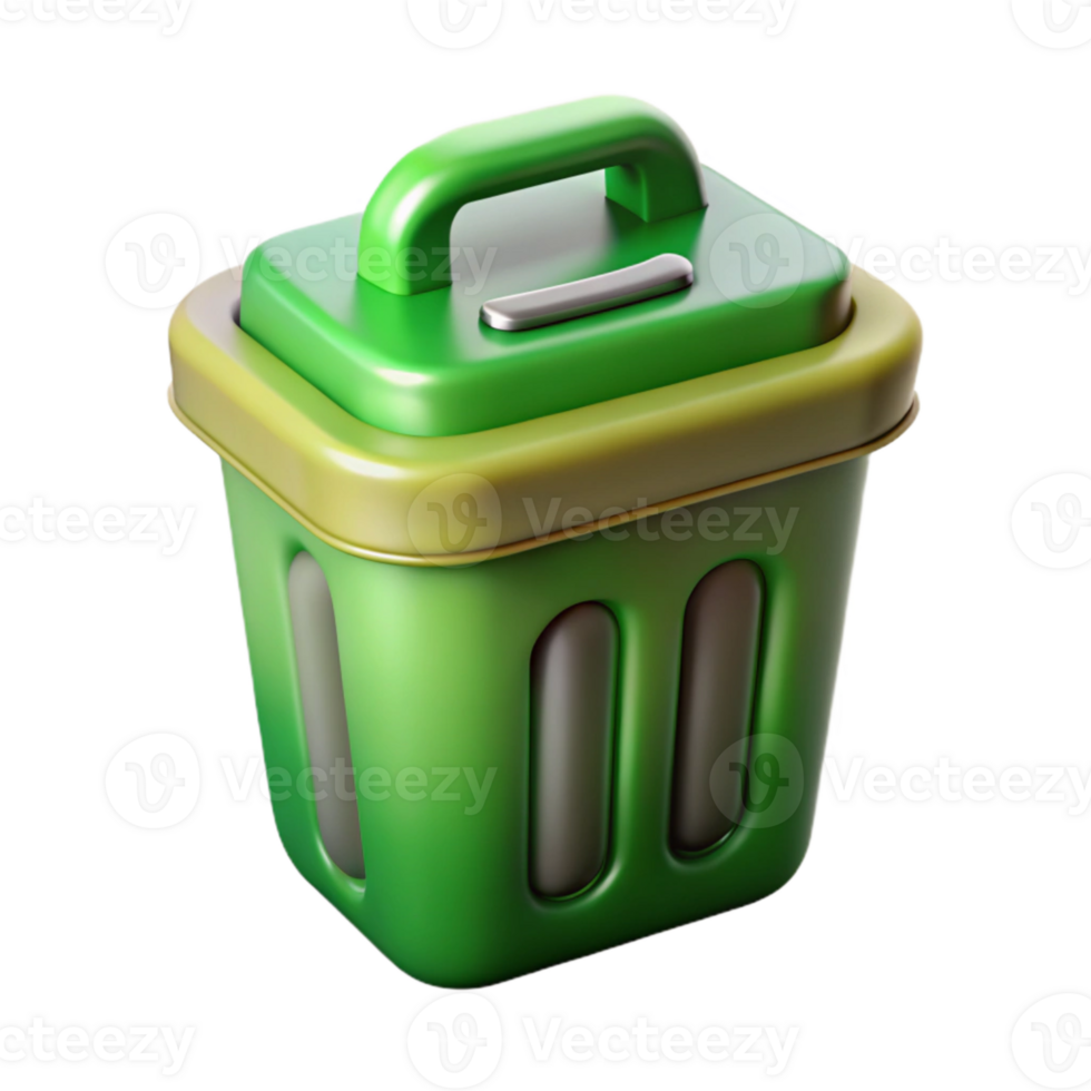 vibrant creative Green Compost Bin Icon Cutout on Transparent Background premium png