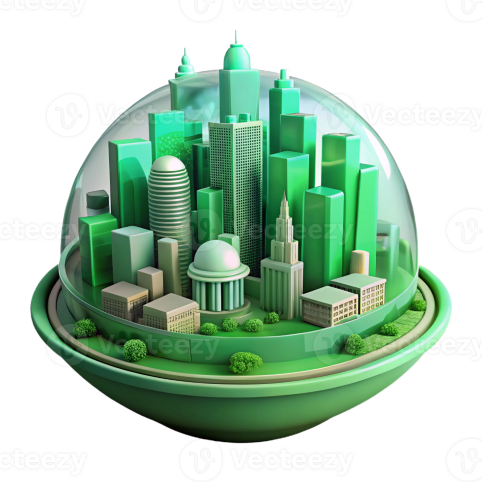stunning contemporary Green Cityscape Transparent Background Futuristic Design authentic png