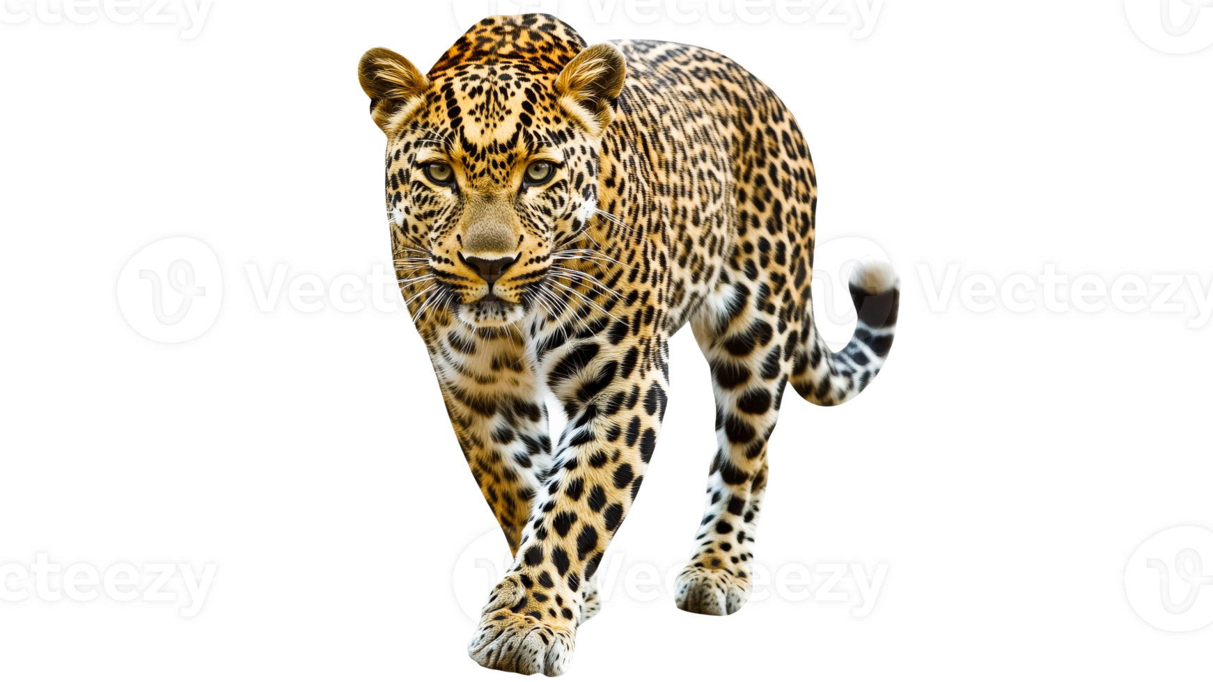 Leopard walking gracefully in natural habitat transparent png