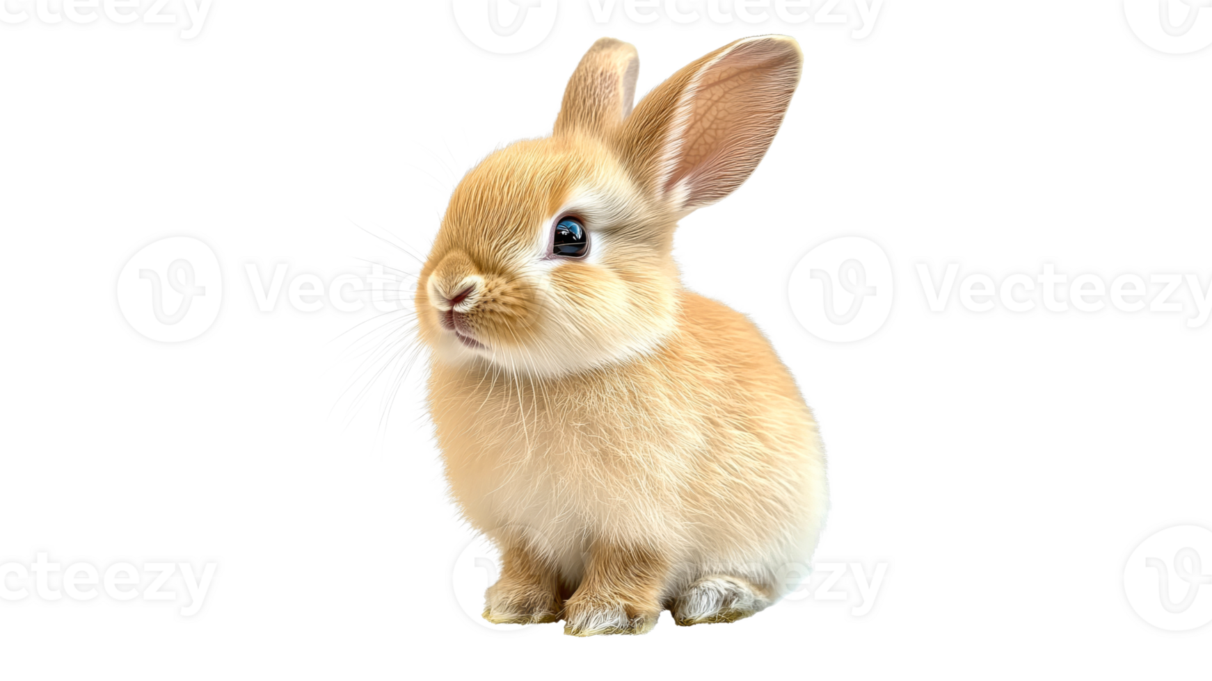 Cute fluffy rabbit sitting on a transparent background png