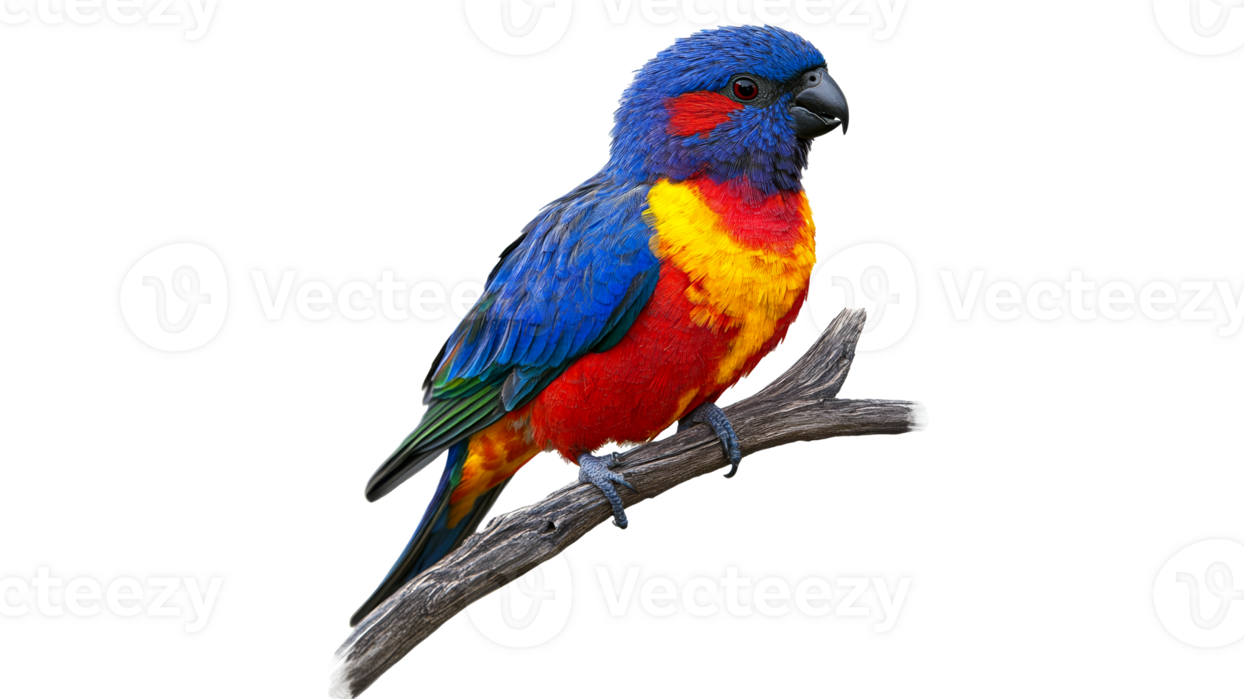 Colorful parrot perched on a branch in nature transparent png