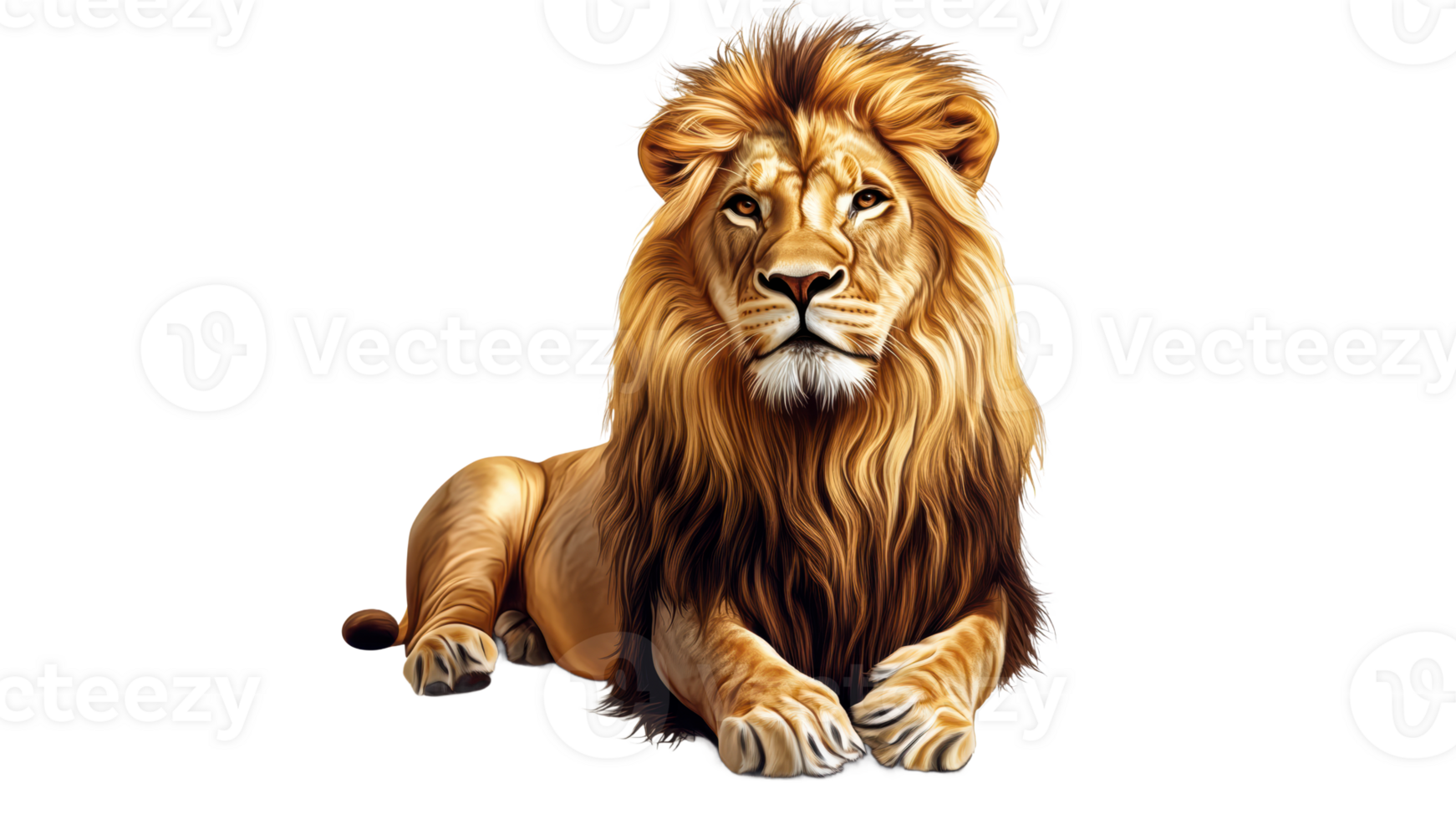 Majestic lion resting in a serene posture transparent png