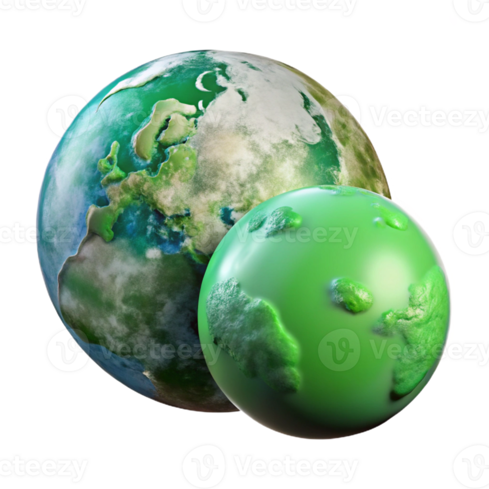 elegant modern Green Earth and Moon Transparent premium png