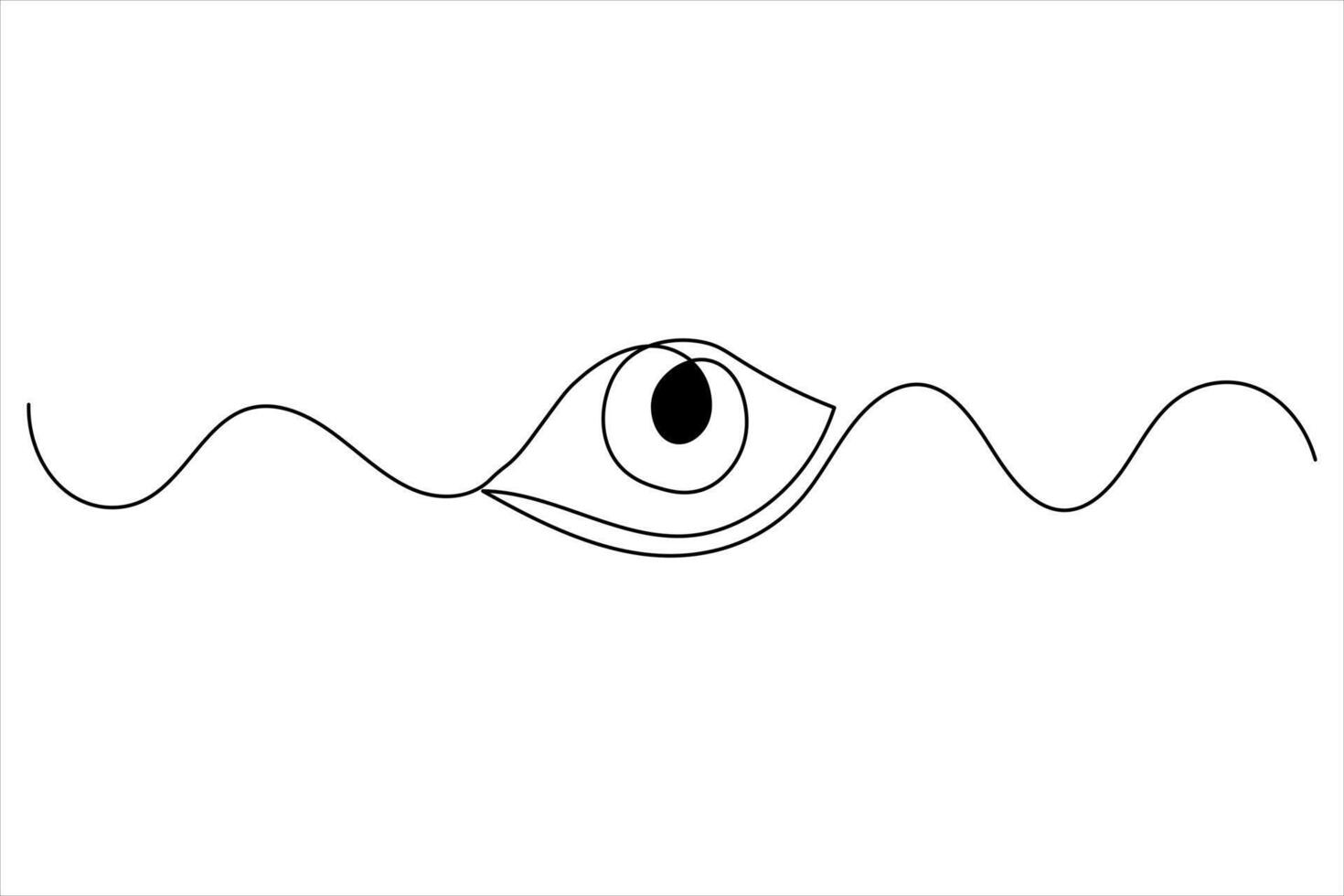 Human eye single line drawing and isolated continuous vector